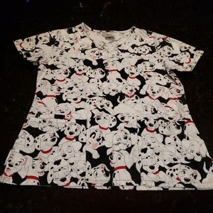 Disney Women's Scrub Top Size X Small Dalmatians